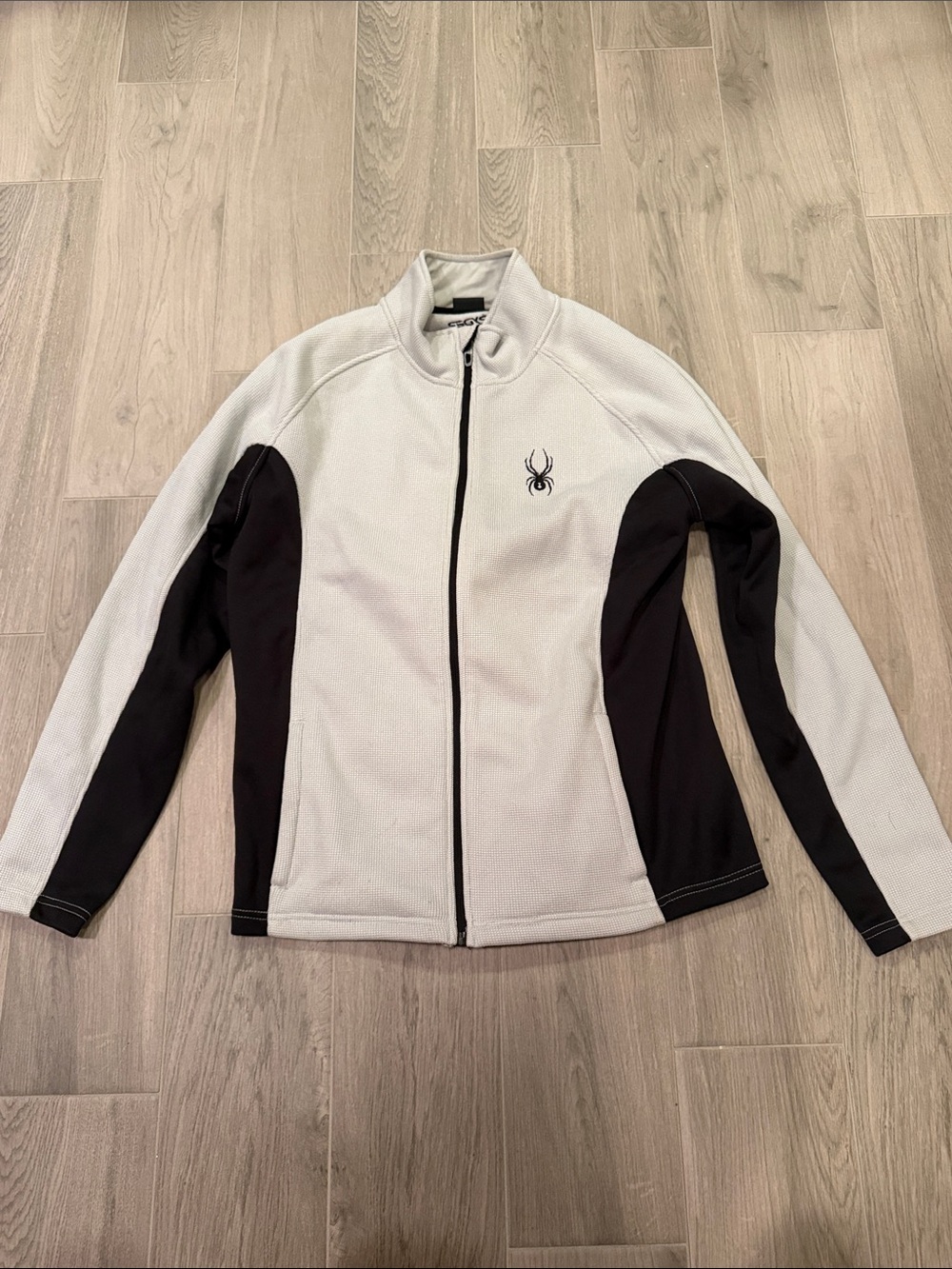 Spyder Mens White and Black Full-Zip Fleece Jacket Size L